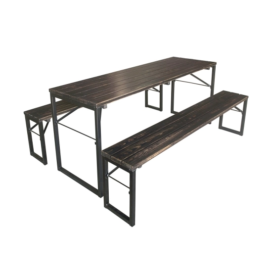 Table Pliante Type Brasserie "FACTORY" Premium en Pin Massif