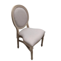 Chaise Médaillon « LOUIS » en Polypropylène Effet Bois Cérusé Empilable