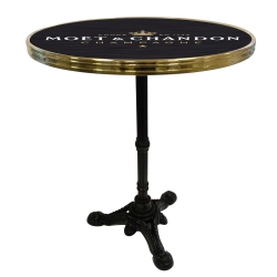 Table de bistrot - Plateau stratifié moulé Premium et Pieds en fonte Décor "Belle époque" 3 branches