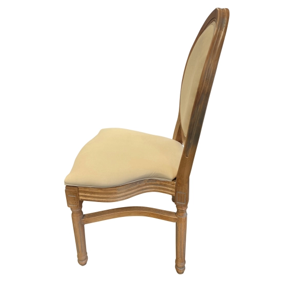 Chaise Médaillon « LOUIS » Bois Cérusé Empilable