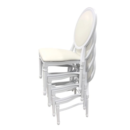 Chaise Médaillon « LOUIS » en Polypropylène Blanche Empilable