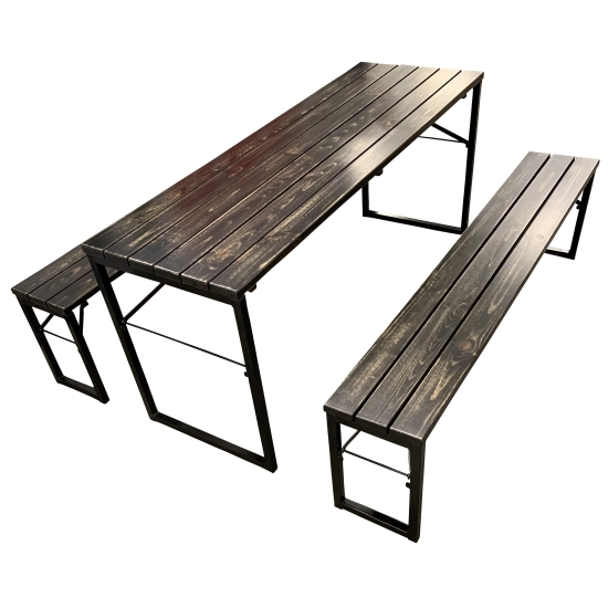 Table Pliante Type Brasserie "FACTORY" Premium en Pin Massif